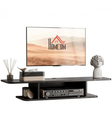 Floating TV Unit Stand Wall Mount Media Console with Storage Shelf, Black