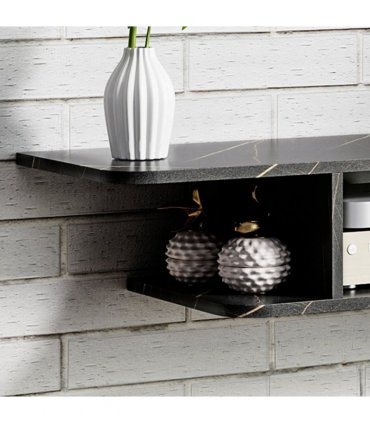 Floating TV Unit Stand Wall Mount Media Console with Storage Shelf, Black