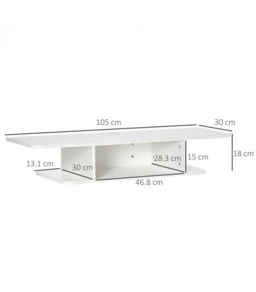 Floating TV Unit Stand Wall Mount Media Console with Storage Shelf, White
