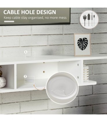 Floating TV Unit Stand Wall Mount Media Console with Storage Shelf, White