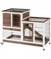Rabbit Hutch Wooden Brown Fir Wood 86H x 110L x 50Wcm Guinea Pigs House Cage