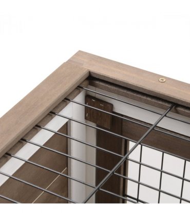 Rabbit Hutch Wooden Brown Fir Wood 86H x 110L x 50Wcm Guinea Pigs House Cage