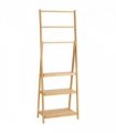 Freestanding Foldable Bamboo Towel Rack with 3 Bars and Shelves for Bathroom