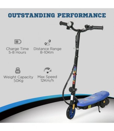 Folding Electric Scooter E-Scooter w/ LED Headlight, for Ages 7-14 Years - Blue