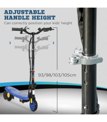 Folding Electric Scooter E-Scooter w/ LED Headlight, for Ages 7-14 Years - Blue