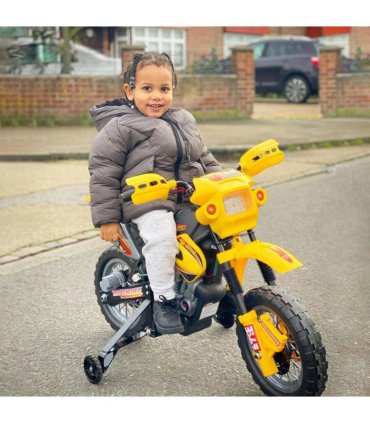 Kids Ride On Car Children Motorcycle Yellow Motocross Style 25W 2.5km/h 3-6 25kg