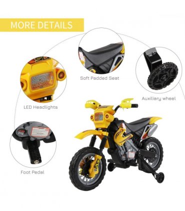 Kids Ride On Car Children Motorcycle Yellow Motocross Style 25W 2.5km/h 3-6 25kg