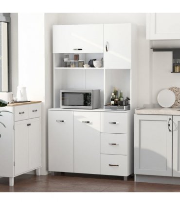 Freestanding Kitchen Storage Cabinet w/ Cupboard Cabinets Drawers Handles Shelf