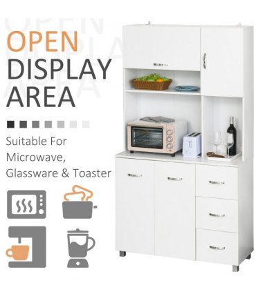 Freestanding Kitchen Storage Cabinet w/ Cupboard Cabinets Drawers Handles Shelf