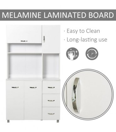 Freestanding Kitchen Storage Cabinet w/ Cupboard Cabinets Drawers Handles Shelf