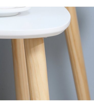 Side Table Set of 2 Nested Coffee Table W/ Solid Wood Legs Living Room White