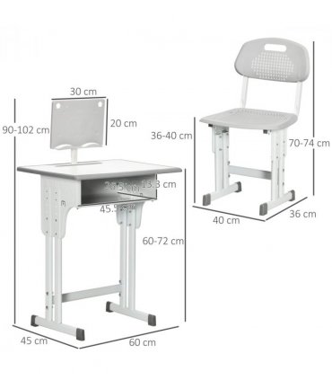 Kids Desk and Chair Set Adjustable Height Study Table w/ Book Stand