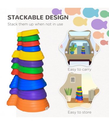 Kids 11-Piece Fish Shaped Balance Stepping Stones - Multicoloured