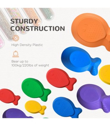 Kids 11-Piece Fish Shaped Balance Stepping Stones - Multicoloured