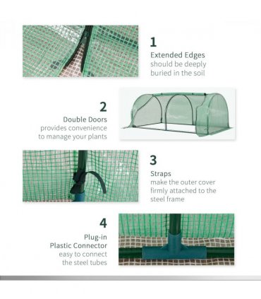 Tunnel Greenhouse Green Grow House Steel Frame Garden Outdoor 200 x 100 x 80cm