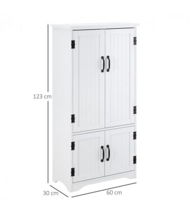 Modern Freestanding Storage Hutch Furniture with 2 Large Doors and 2 Small Doors