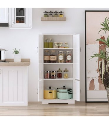 Modern Freestanding Storage Hutch Furniture with 2 Large Doors and 2 Small Doors