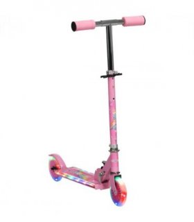 Scooter for Kids Ages 3-7 W/ Lights Music Adjustable Height Folding Frame - Pink