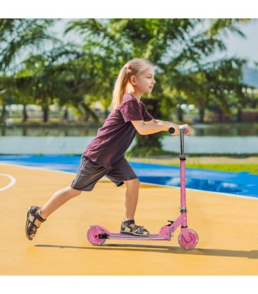 Scooter for Kids Ages 3-7 W/ Lights Music Adjustable Height Folding Frame - Pink