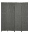 4-Panel Folding Wall Divider Room, Wave Fibre Privacy Screen Panels, Grey