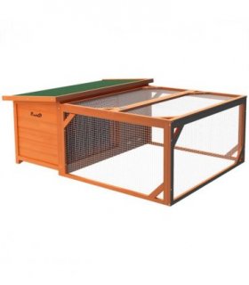 Wooden Rabbit Hutch with Run Small Animal Guinea Pig House 125.5 x 100 x 49cm