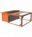 Wooden Rabbit Hutch with Run Small Animal Guinea Pig House 125.5 x 100 x 49cm