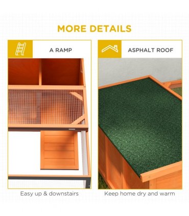 Wooden Rabbit Hutch with Run Small Animal Guinea Pig House 125.5 x 100 x 49cm
