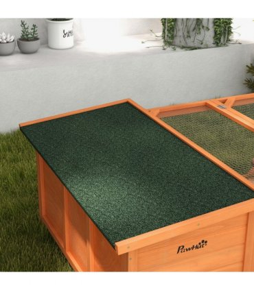 Wooden Rabbit Hutch with Run Small Animal Guinea Pig House 125.5 x 100 x 49cm