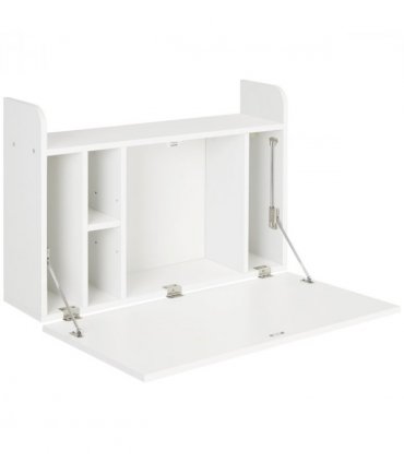 Wall Mounted Table Drop Leaf Floating Laptop Desk w/ Storage for Home Office