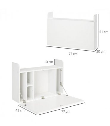 Wall Mounted Table Drop Leaf Floating Laptop Desk w/ Storage for Home Office