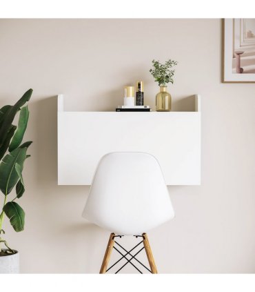 Wall Mounted Table Drop Leaf Floating Laptop Desk w/ Storage for Home Office