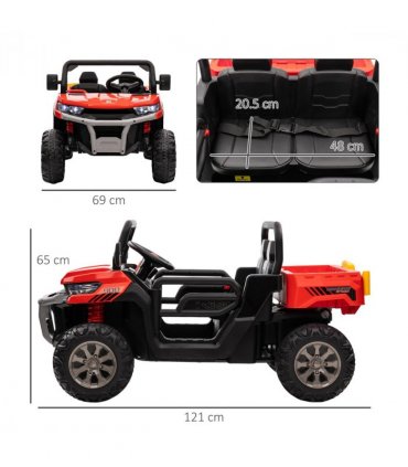Two-Seater Kids Ride on Truck w/ Electric Bucket, Parental Remote - Red