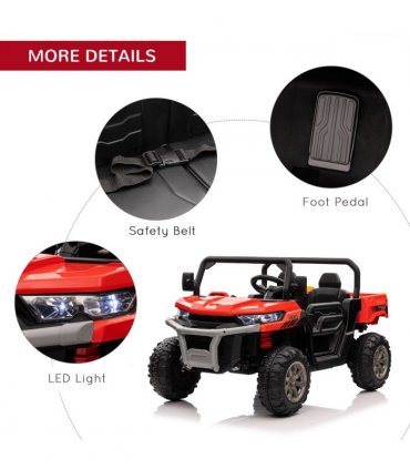 Two-Seater Kids Ride on Truck w/ Electric Bucket, Parental Remote - Red