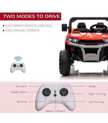 Two-Seater Kids Ride on Truck w/ Electric Bucket, Parental Remote - Red
