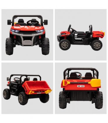 Two-Seater Kids Ride on Truck w/ Electric Bucket, Parental Remote - Red