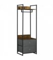 Industrial Clothes Rail Garment Rack with 2 Fabric Drawers Rustic Brown