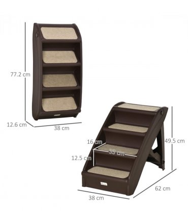 Portable Dog Steps for Bed, Sofa Non-Slip Pet Stairs for Cats, Dogs - Brown