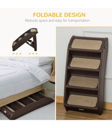 Portable Dog Steps for Bed, Sofa Non-Slip Pet Stairs for Cats, Dogs - Brown