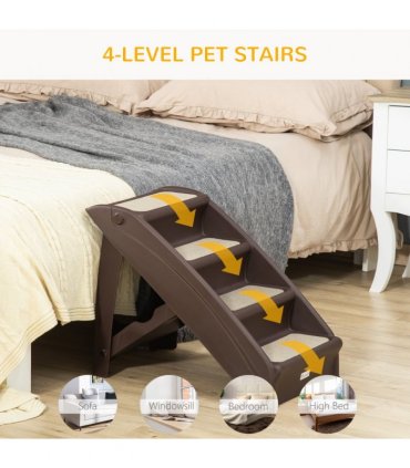 Portable Dog Steps for Bed, Sofa Non-Slip Pet Stairs for Cats, Dogs - Brown