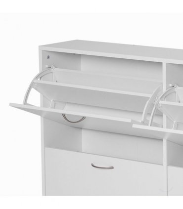 Wooden 4 Drawer Shoes Cabinet White 120L x 24W x 81Hcm Particleboard Storage