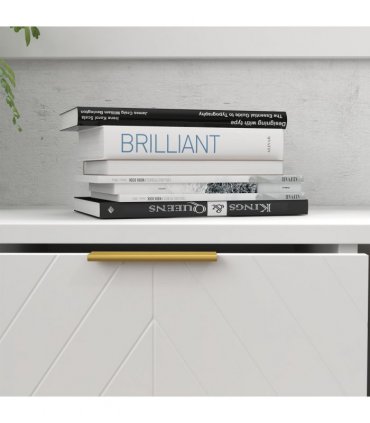 Storage Cabinet White MDF Steel 120Wx40Dx76Hcm Modern Freestanding Cupboard