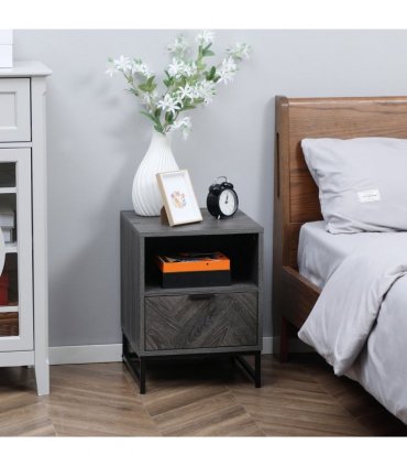Nightstand, Bedside Table with Drawer and Shelf End Table Living Room, Bedroom