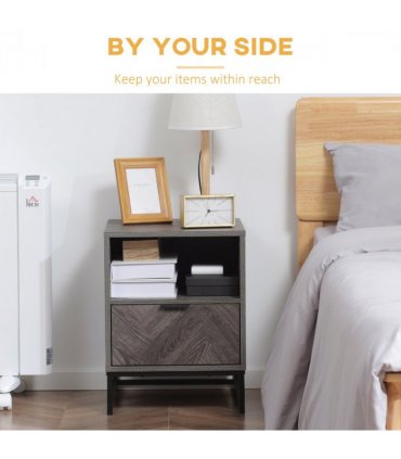 Nightstand, Bedside Table with Drawer and Shelf End Table Living Room, Bedroom