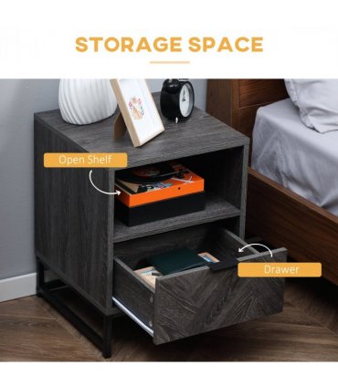 Nightstand, Bedside Table with Drawer and Shelf End Table Living Room, Bedroom
