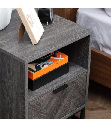 Nightstand, Bedside Table with Drawer and Shelf End Table Living Room, Bedroom