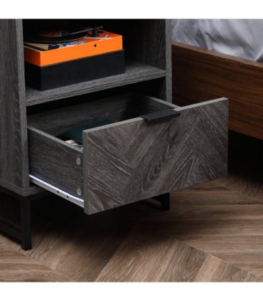 Nightstand, Bedside Table with Drawer and Shelf End Table Living Room, Bedroom