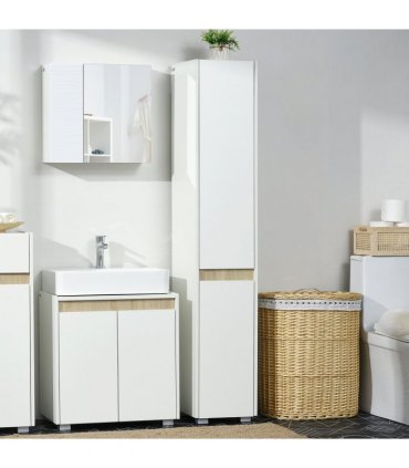 Tall Bathroom Cabinet Modern Freestanding Tallboy w/ Adjustable Shelves White