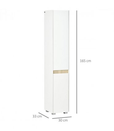 Tall Bathroom Cabinet Modern Freestanding Tallboy w/ Adjustable Shelves White