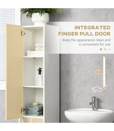 Tall Bathroom Cabinet Modern Freestanding Tallboy w/ Adjustable Shelves White