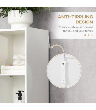 Tall Bathroom Cabinet Modern Freestanding Tallboy w/ Adjustable Shelves White